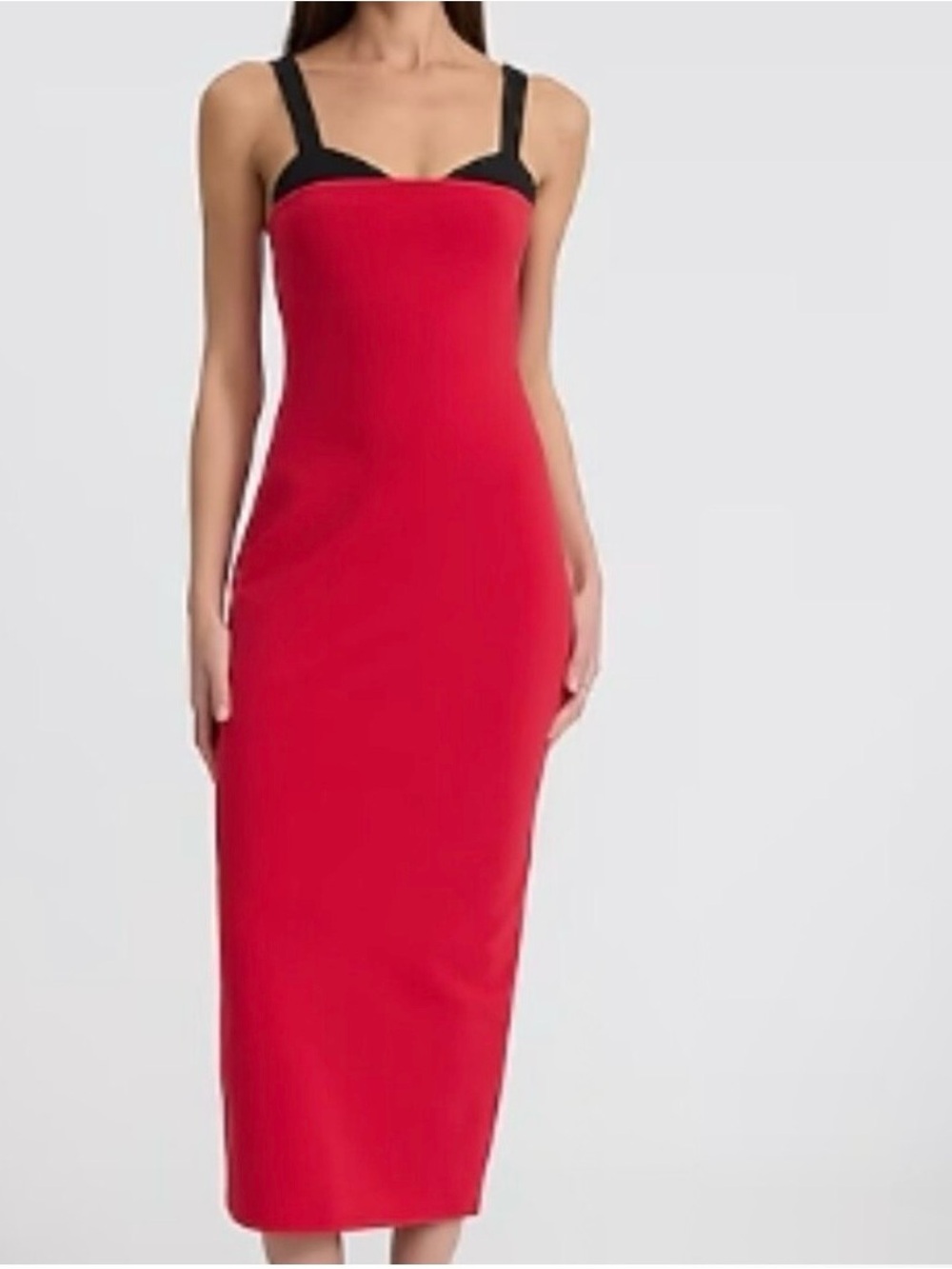 Express Red Midi Bodycon Dress with Black Straps